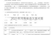 2021年河南省语文面对面