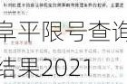 阜平限号查询结果2021