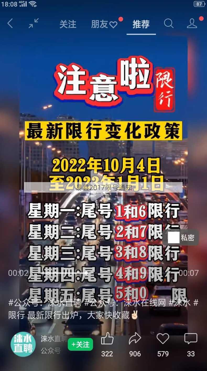 易县2017限号通知