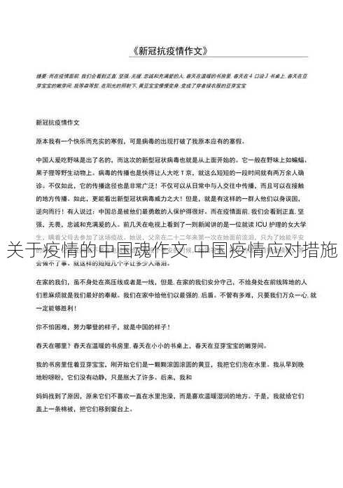 关于疫情的中国魂作文 中国疫情应对措施