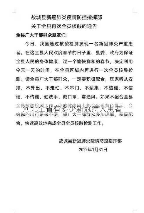 河北全省有多少新冠病人患者