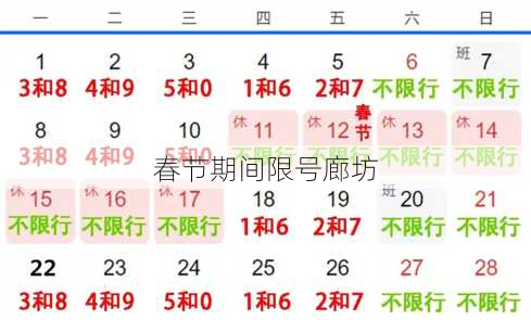 春节期间限号廊坊