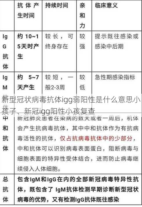 新型冠状病毒抗体igg弱阳性是什么意思小孩子、新冠igg阳性小孩复查