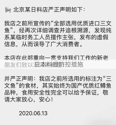 日本料理防控措施