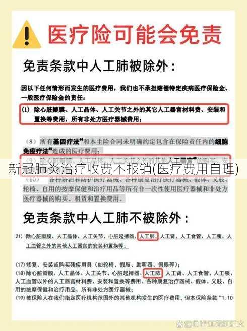 新冠肺炎治疗收费不报销(医疗费用自理)