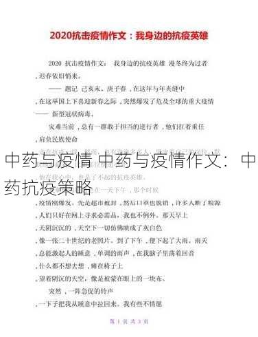 中药与疫情 中药与疫情作文：中药抗疫策略