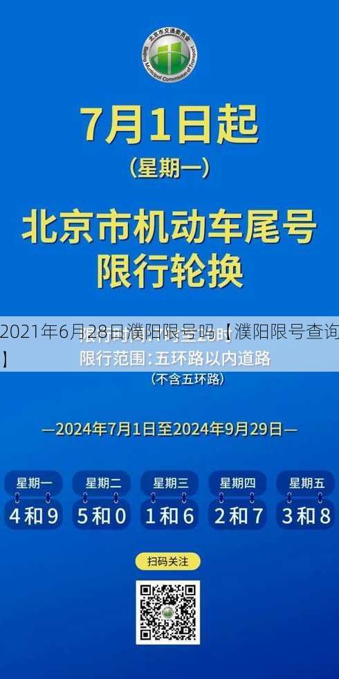 2021年6月28日濮阳限号吗【濮阳限号查询】