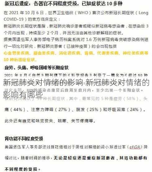 新冠肺炎对情绪的影响 新冠肺炎对情绪的影响有哪些