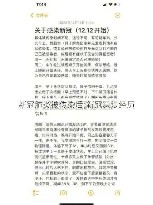 新冠肺炎被传染后;新冠康复经历