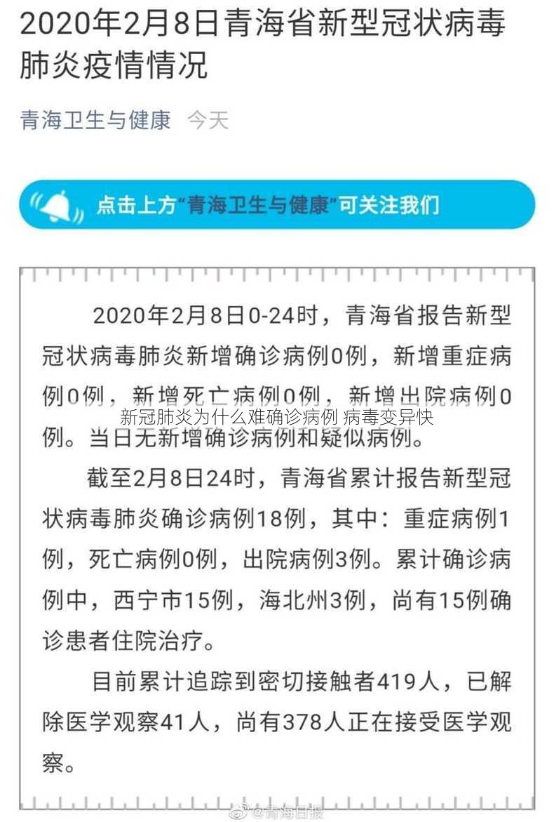 新冠肺炎为什么难确诊病例 病毒变异快