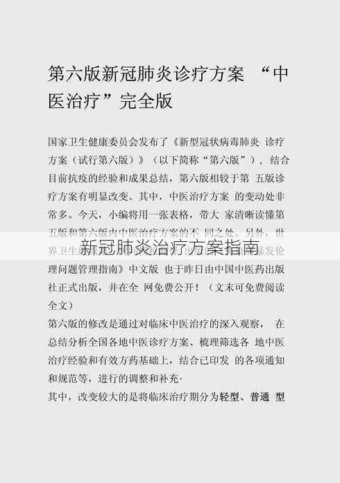 新冠肺炎治疗方案指南