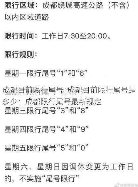 成都目前限行尾号_成都目前限行尾号是多少：成都限行尾号最新规定