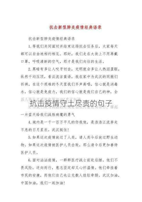 抗击疫情守土尽责的句子