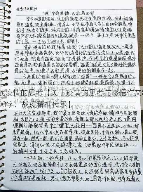 战疫情的思考【关于疫情的思考与感悟作文800字：战疫精神传承】