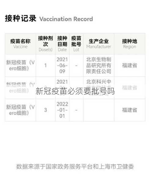 新冠疫苗必须要批号吗