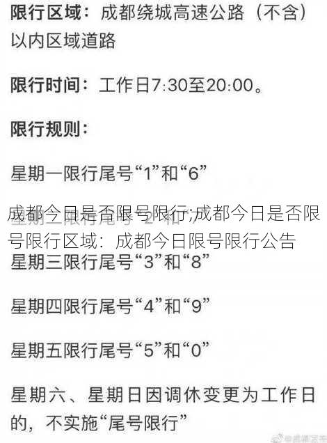 成都今日是否限号限行;成都今日是否限号限行区域：成都今日限号限行公告