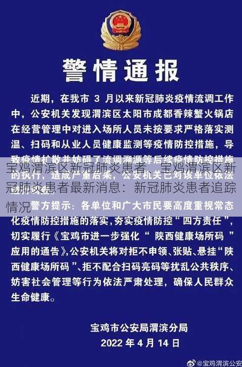 宝鸡渭滨区新冠肺炎患者、宝鸡渭滨区新冠肺炎患者最新消息：新冠肺炎患者追踪情况