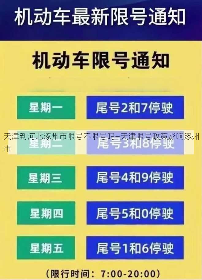 天津到河北涿州市限号不限号吗—天津限号政策影响涿州市