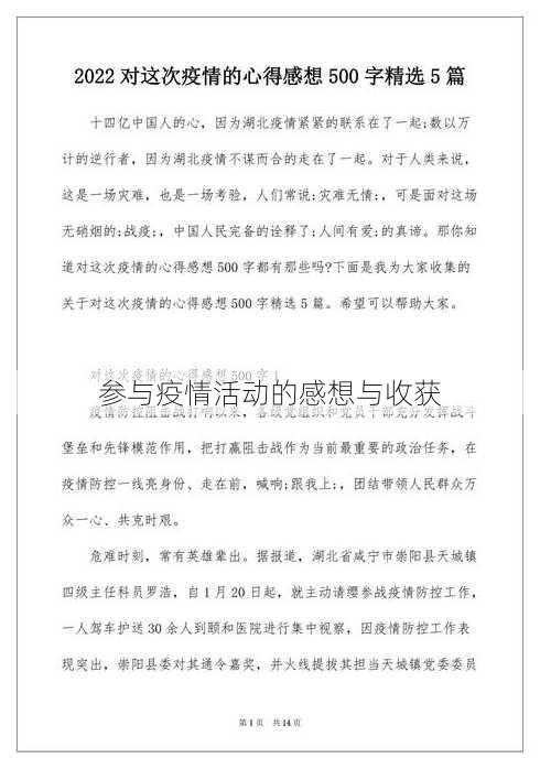 参与疫情活动的感想与收获