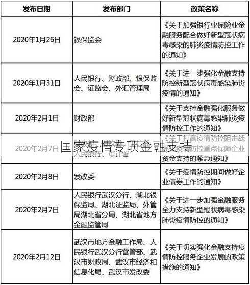 国家疫情专项金融支持