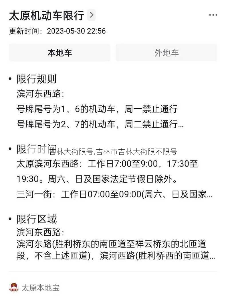 吉林大街限号,吉林市吉林大街限不限号