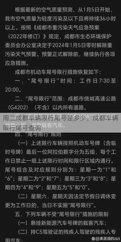 周二成都车辆限行尾号是多少、成都车辆限行尾号查询