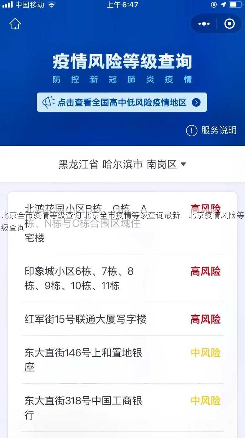 北京全市疫情等级查询 北京全市疫情等级查询最新：北京疫情风险等级查询