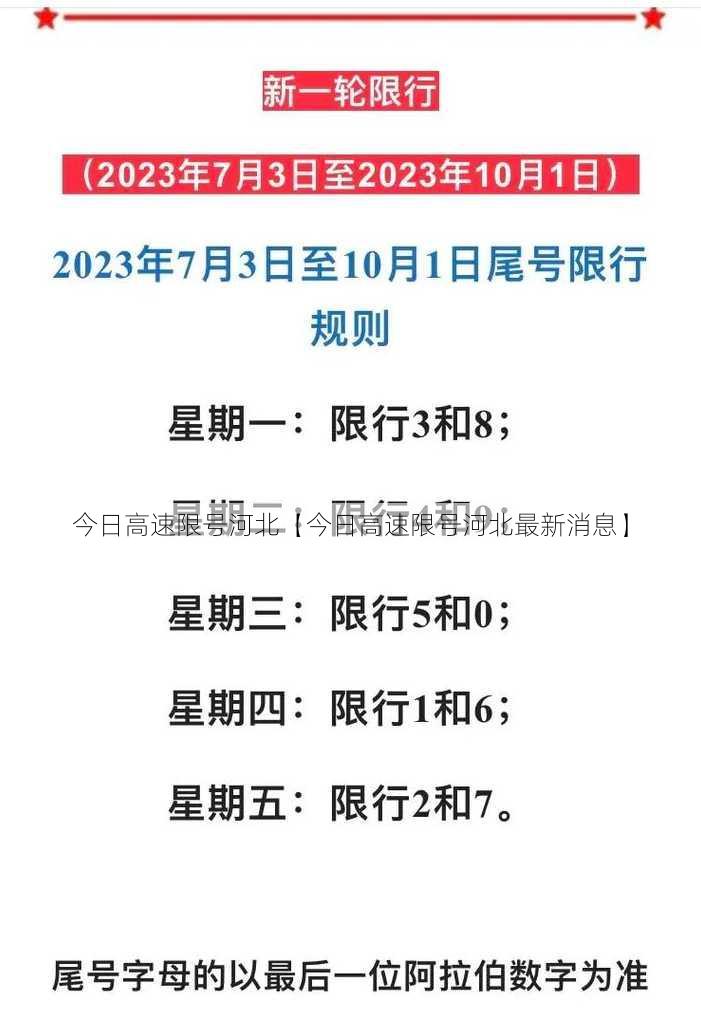 今日高速限号河北【今日高速限号河北最新消息】