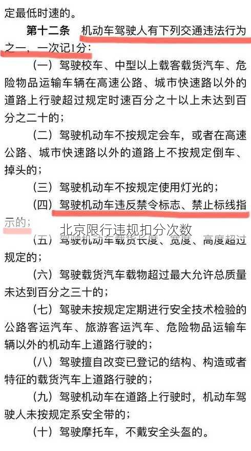 北京限行违规扣分次数