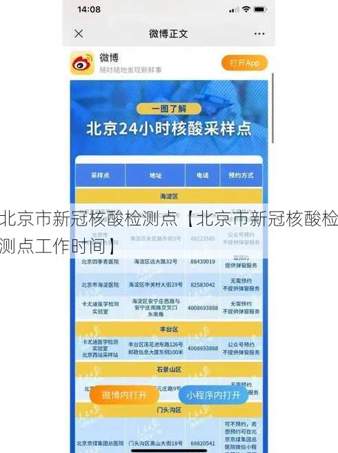 北京市新冠核酸检测点【北京市新冠核酸检测点工作时间】