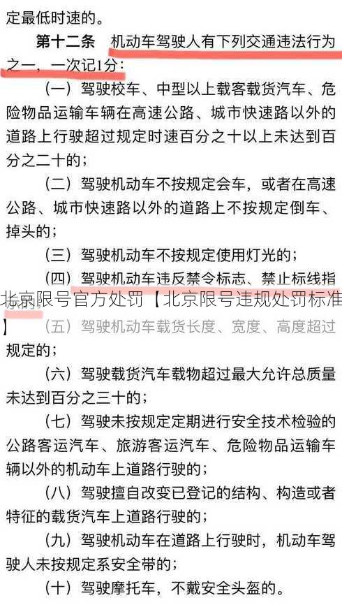 北京限号官方处罚【北京限号违规处罚标准】