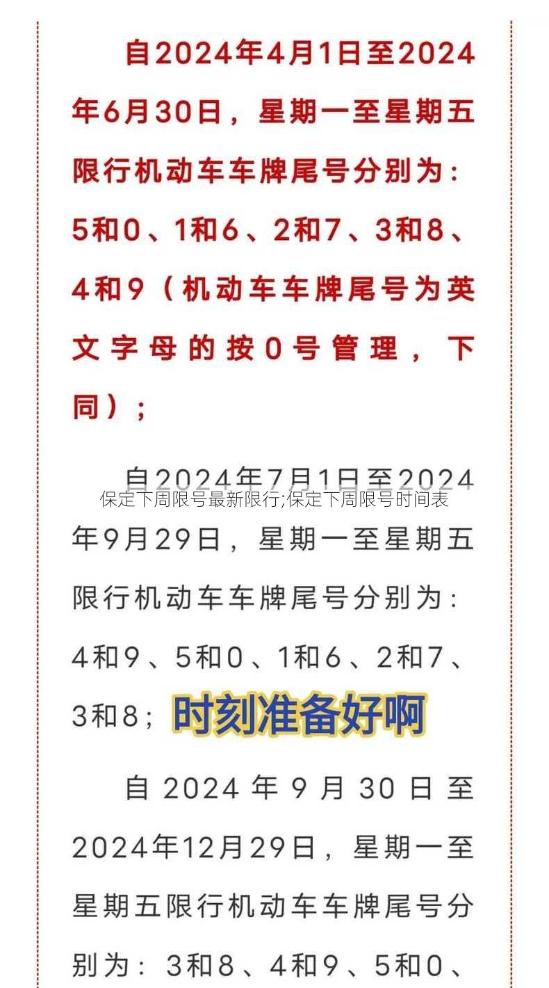 保定下周限号最新限行;保定下周限号时间表