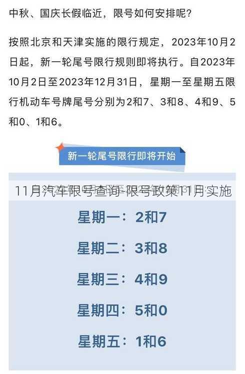 11月汽车限号查询-限号政策11月实施