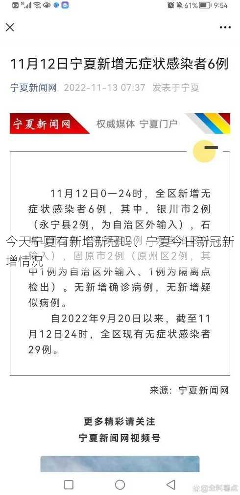 今天宁夏有新增新冠吗、宁夏今日新冠新增情况