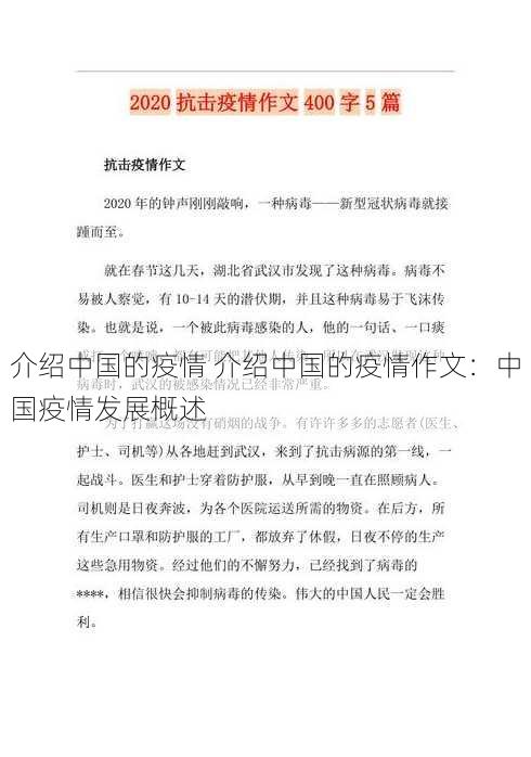 介绍中国的疫情 介绍中国的疫情作文：中国疫情发展概述