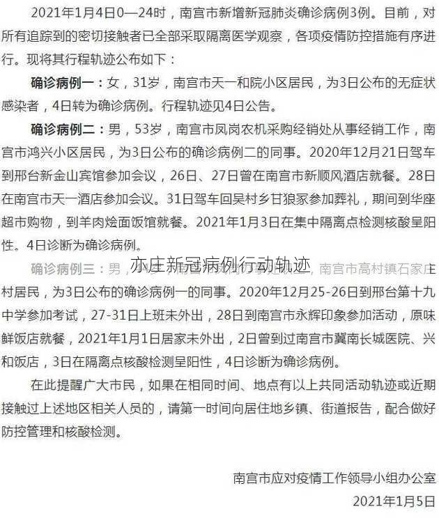 亦庄新冠病例行动轨迹