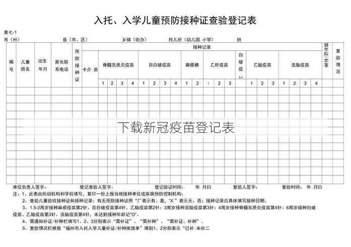 下载新冠疫苗登记表