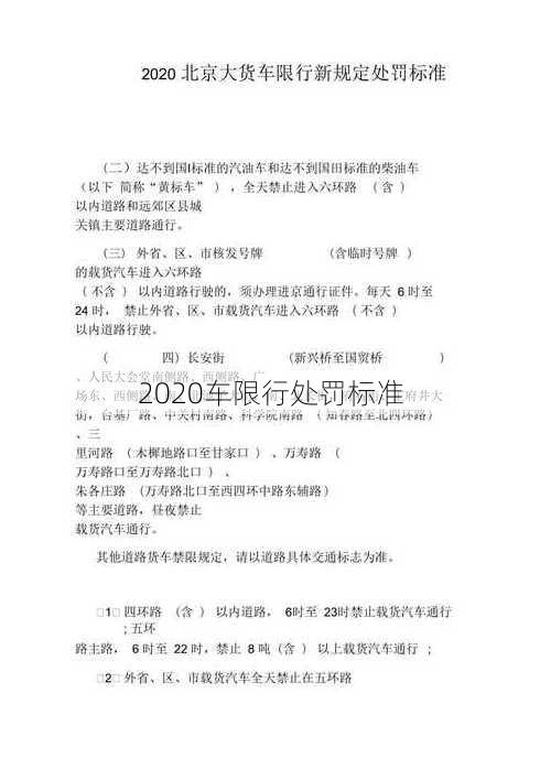 2020车限行处罚标准