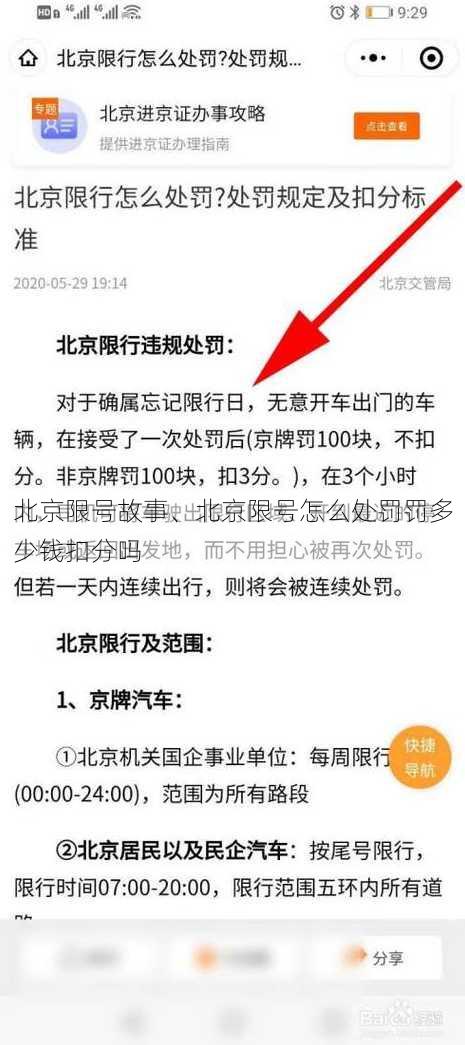 北京限号故事、北京限号怎么处罚罚多少钱扣分吗