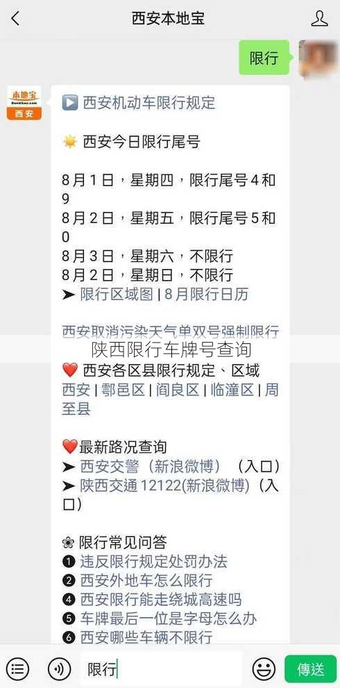 陕西限行车牌号查询