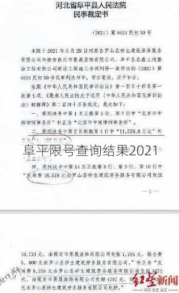 阜平限号查询结果2021