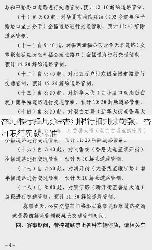 香河限行扣几分—香河限行扣几分罚款：香河限行罚款标准