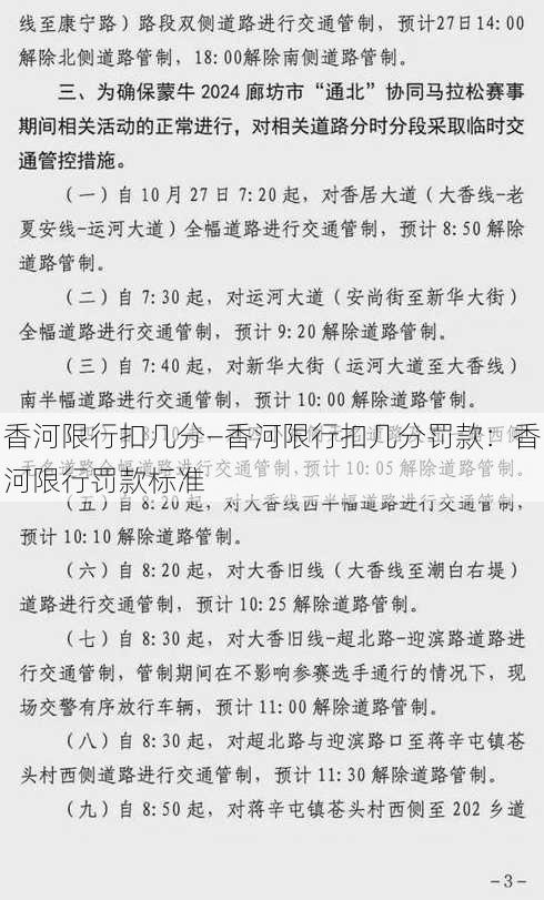 香河限行扣几分—香河限行扣几分罚款：香河限行罚款标准