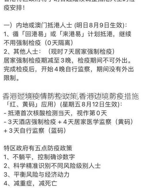 香港过境疫情防控政策,香港边境防疫措施