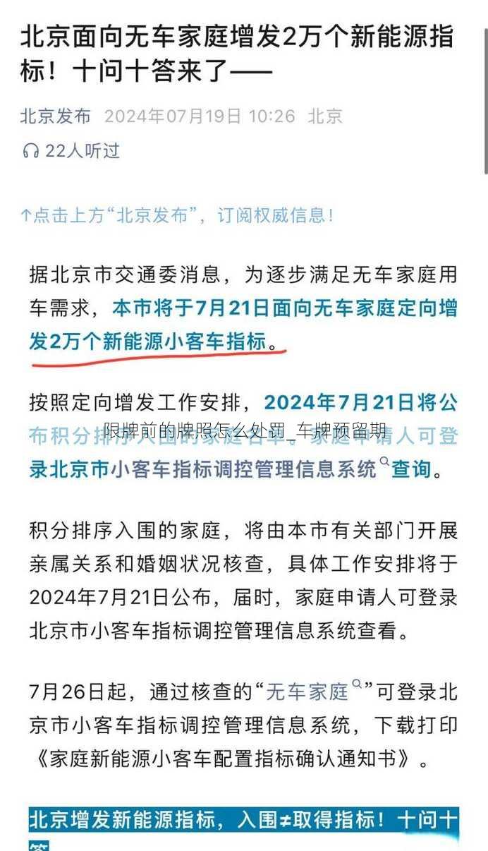 限牌前的牌照怎么处罚_车牌预留期