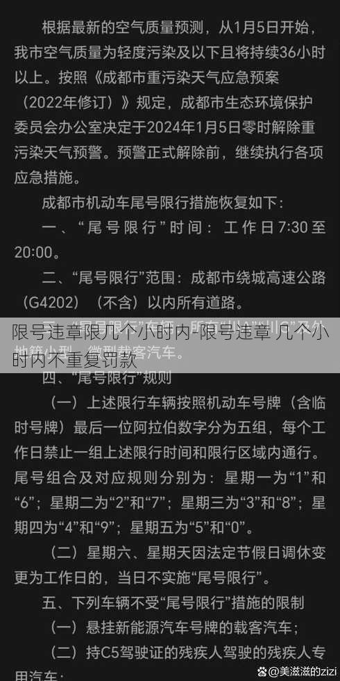 限号违章限几个小时内-限号违章 几个小时内不重复罚款