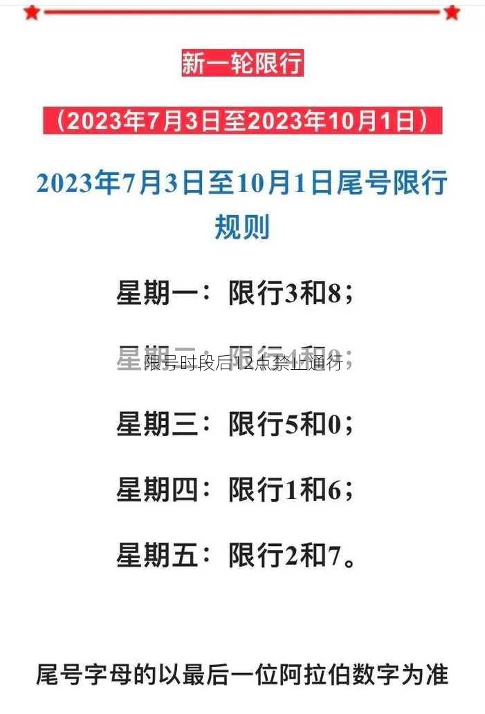 限号时段后12点禁止通行