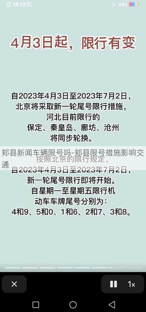 郏县新闻车辆限号吗-郏县限号措施影响交通