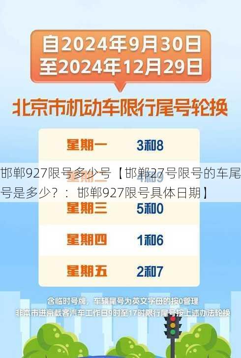 邯郸927限号多少号【邯郸27号限号的车尾号是多少？：邯郸927限号具体日期】