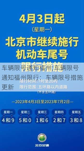 车辆限号通知福州;车辆限号通知福州限行：车辆限号措施更新